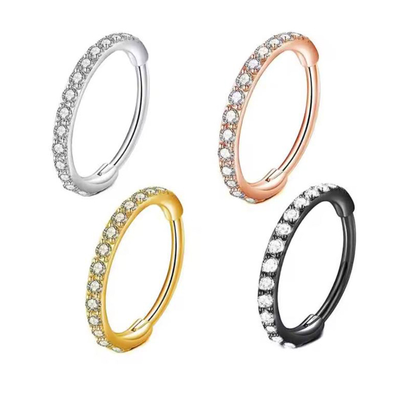 Body Jewelry Cartilage Earrings - Anello da naso 16G con zirconi