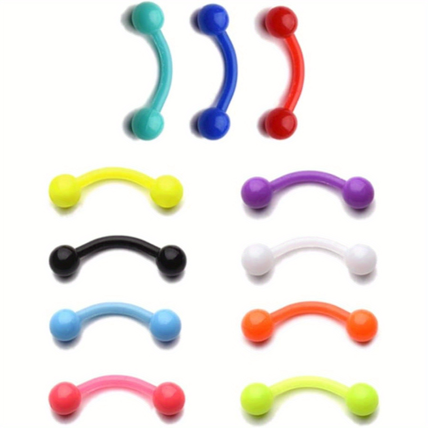 Body Jewelry Materials - 11 pz 8mm Colorato Plastica Sopracciglia