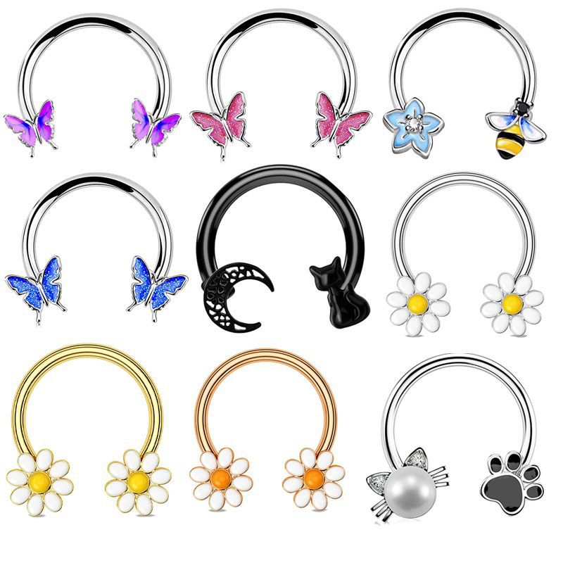 Body Jewelry Cartilage Earrings - Anello per Septum 16G, Gioielli per