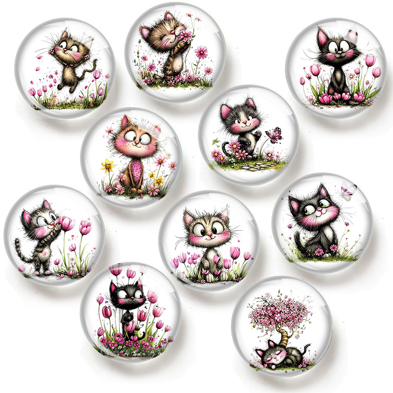 Body Jewelry Top - Cabochon in vetro con motivo Gatto,